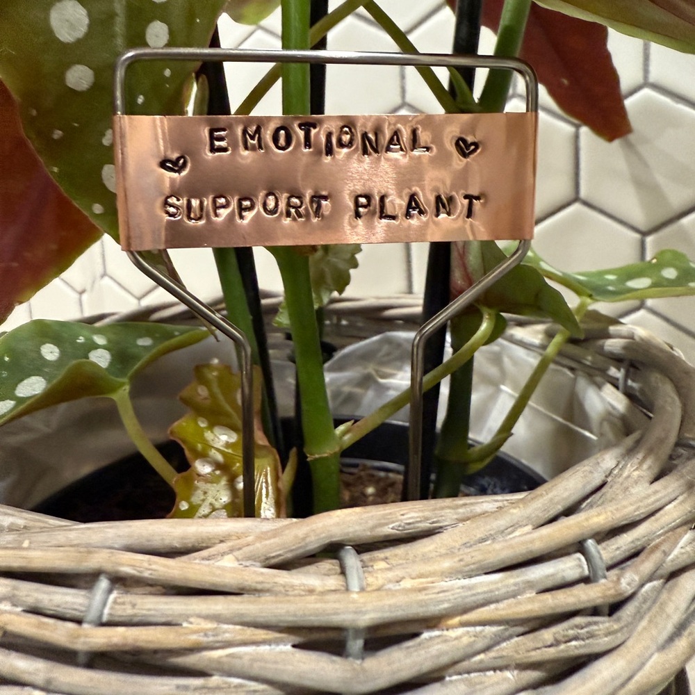 COPY - Hand Stamped Copper Plant Marker NEW Emotional Support Plant